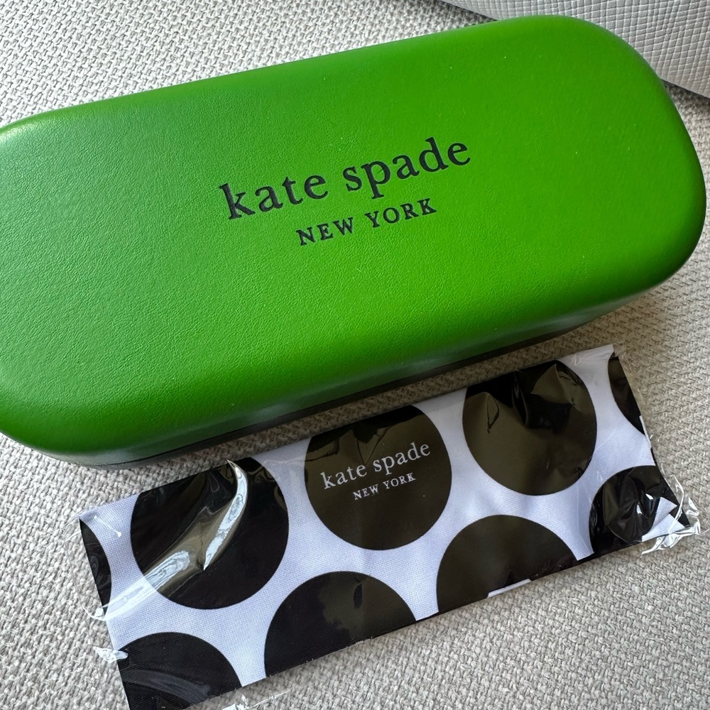 Kate Spade Lime Green Glasses Case with Polka Dot Cloth